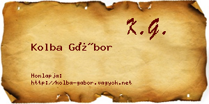 Kolba Gábor névjegykártya